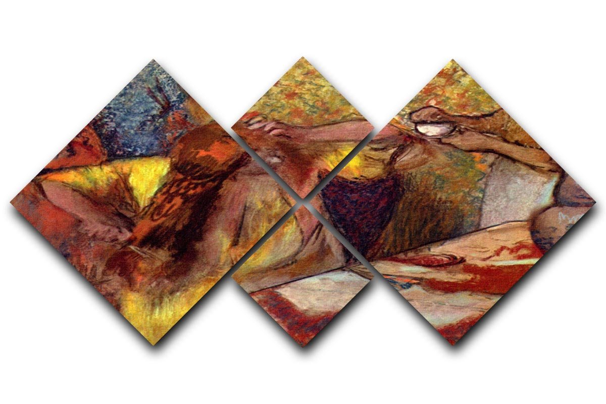 Women at the toilet 1 by Degas 4 Square Multi Panel Canvas - Canvas Art Rocks - 1