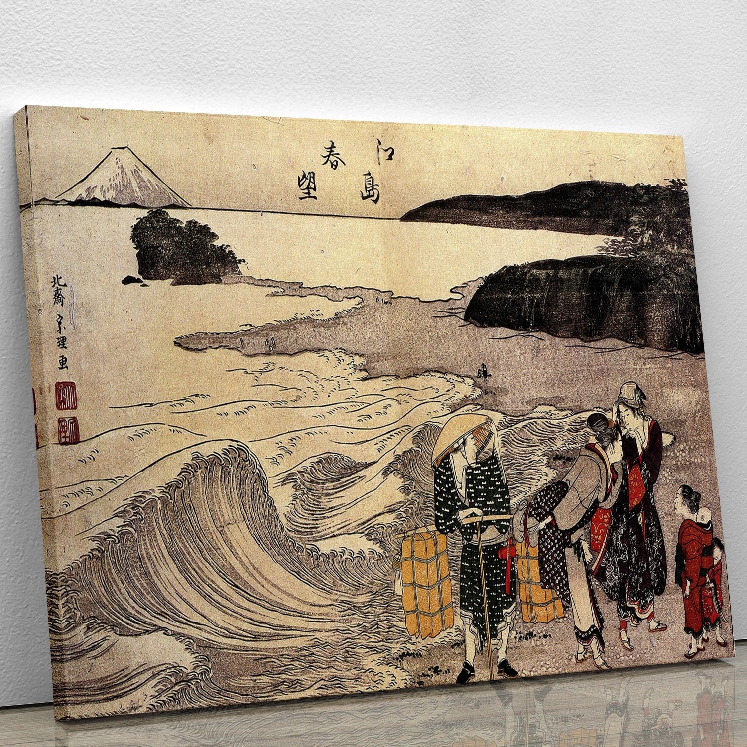 Women on the beach of Enoshima by Hokusai Canvas Print or Poster