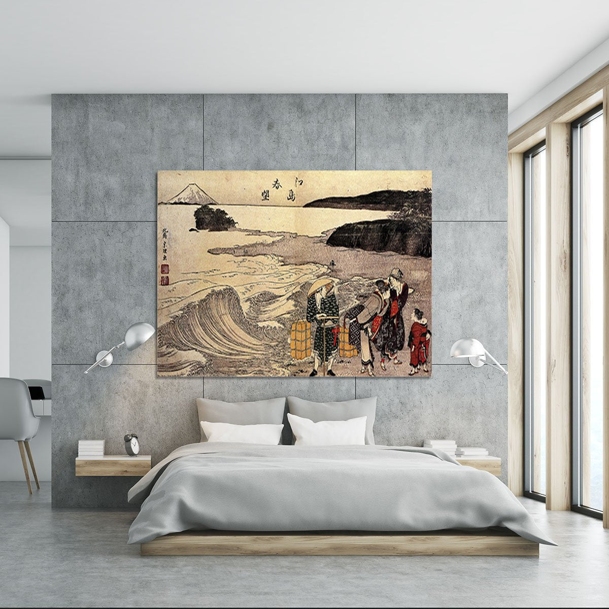 Women on the beach of Enoshima by Hokusai Canvas Print or Poster