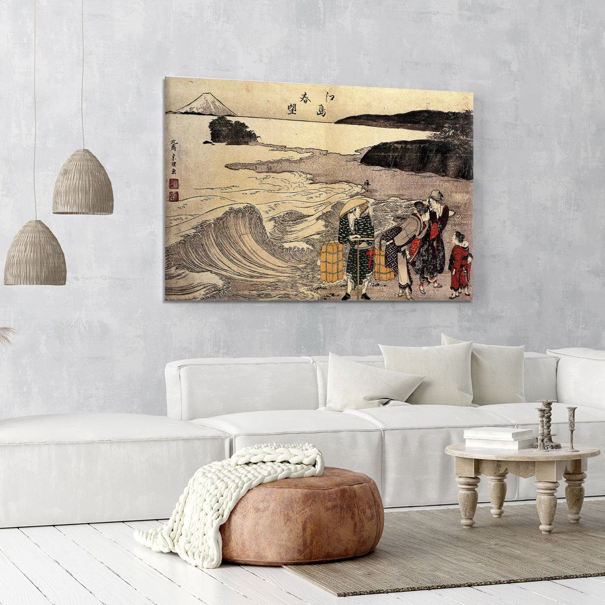 Women on the beach of Enoshima by Hokusai Canvas Print or Poster