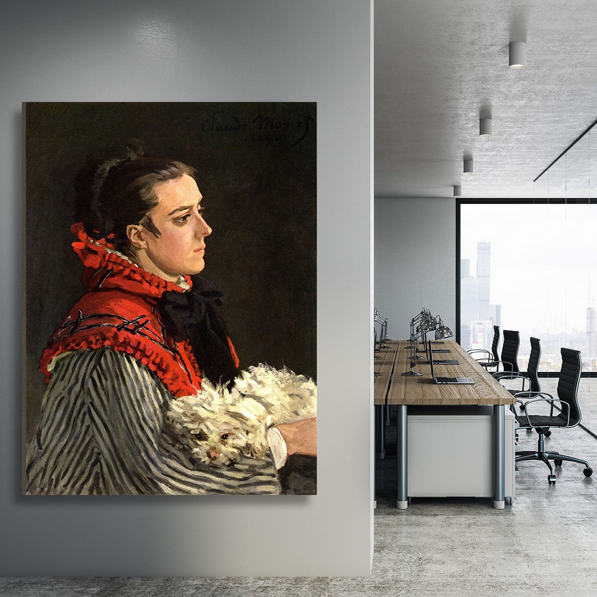Women with Dog by Monet Canvas Print or Poster