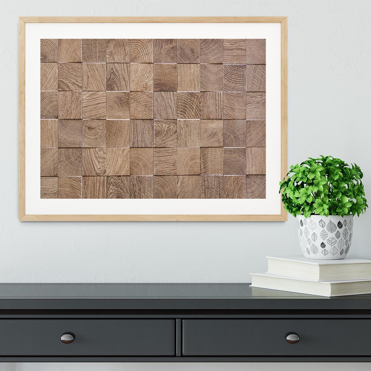 Wooden background with embossed detail Framed Print - Canvas Art Rocks - 3