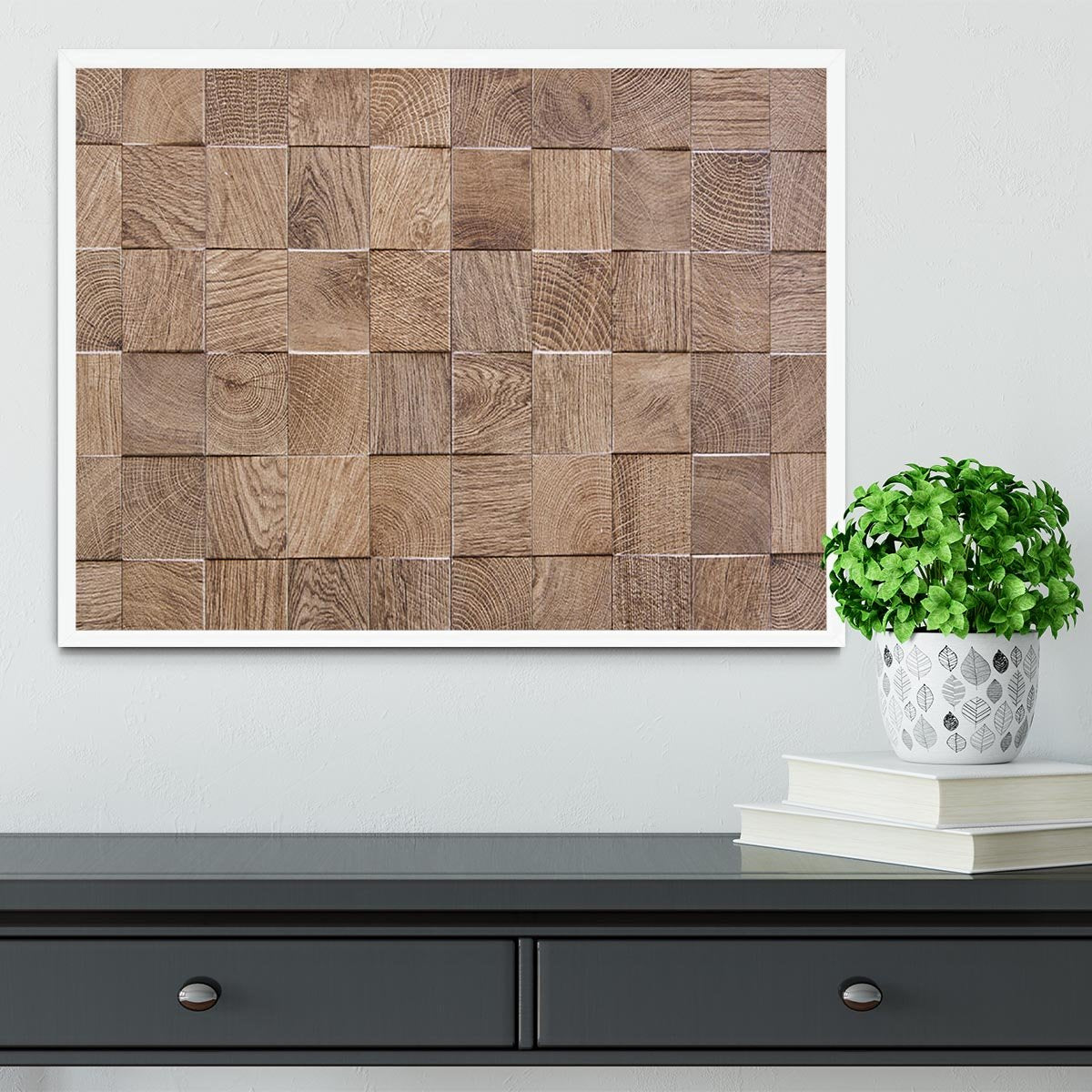 Wooden background with embossed detail Framed Print - Canvas Art Rocks -6