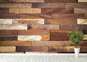 Wooden bars parquet Wall Mural Wallpaper - Canvas Art Rocks - 4