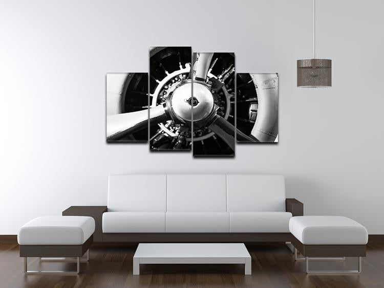 World War II Combat Airplane Closeup 4 Split Panel Canvas  - Canvas Art Rocks - 3