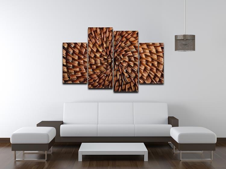 Woven wooden texture 4 Split Panel Canvas  - Canvas Art Rocks - 3
