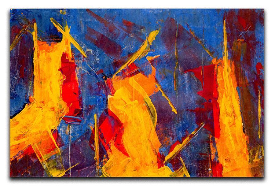 Yellow Blue Brown and Red Abstract Painting Canvas Print or Poster  - Canvas Art Rocks - 1