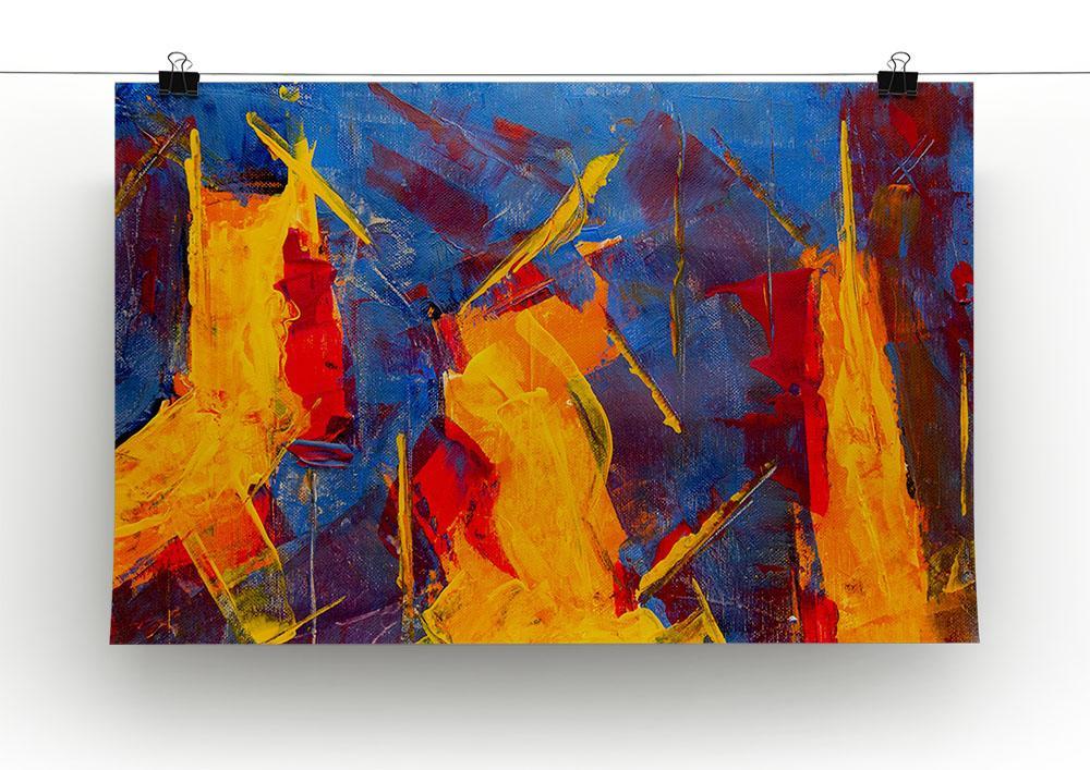 Yellow Blue Brown and Red Abstract Painting Canvas Print or Poster - Canvas Art Rocks - 2
