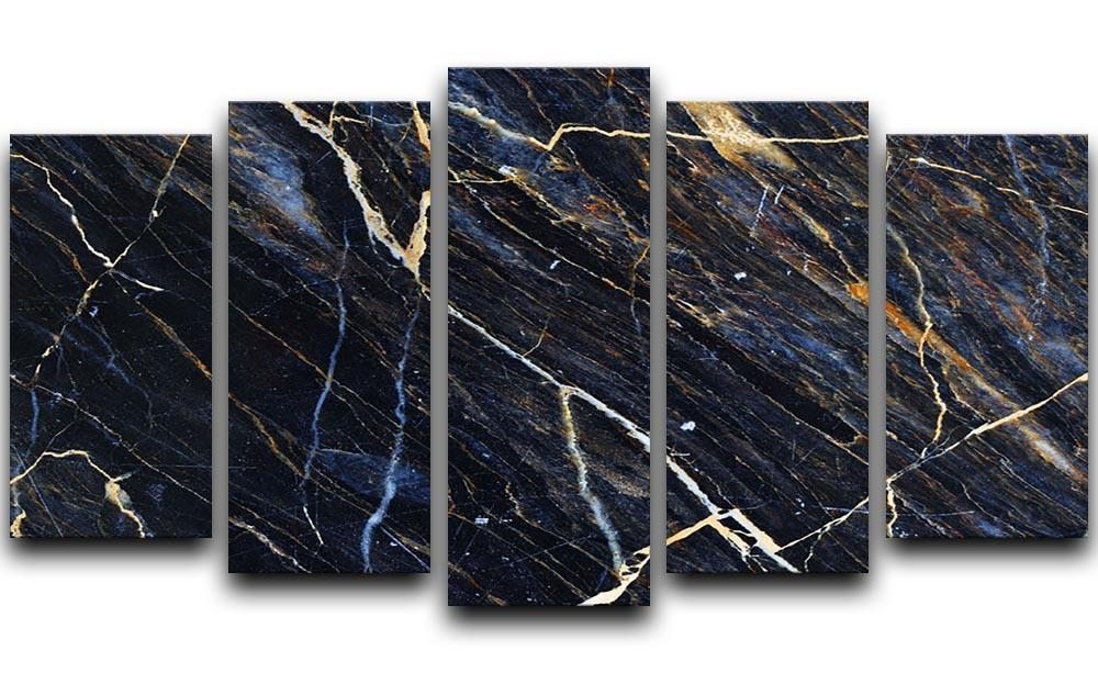 Yellow and white patterned 5 Split Panel Canvas  - Canvas Art Rocks - 1