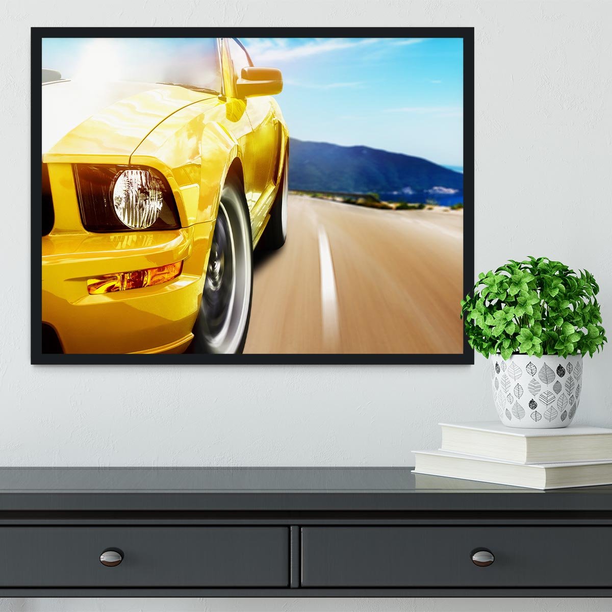 Yellow sport car Framed Print - Canvas Art Rocks - 2