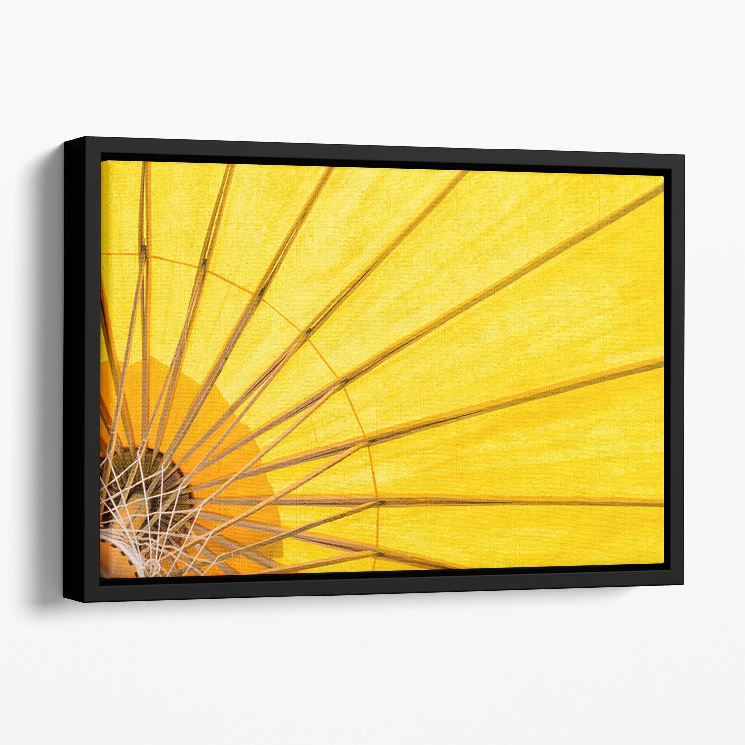 Yellow umbrella background Floating Framed Canvas