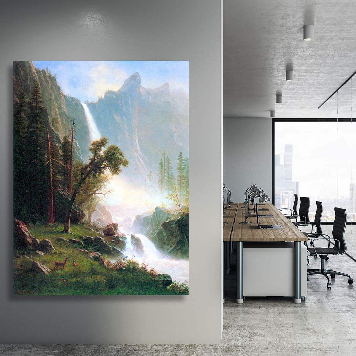 Yosemite Falls by Bierstadt Canvas Print or Poster