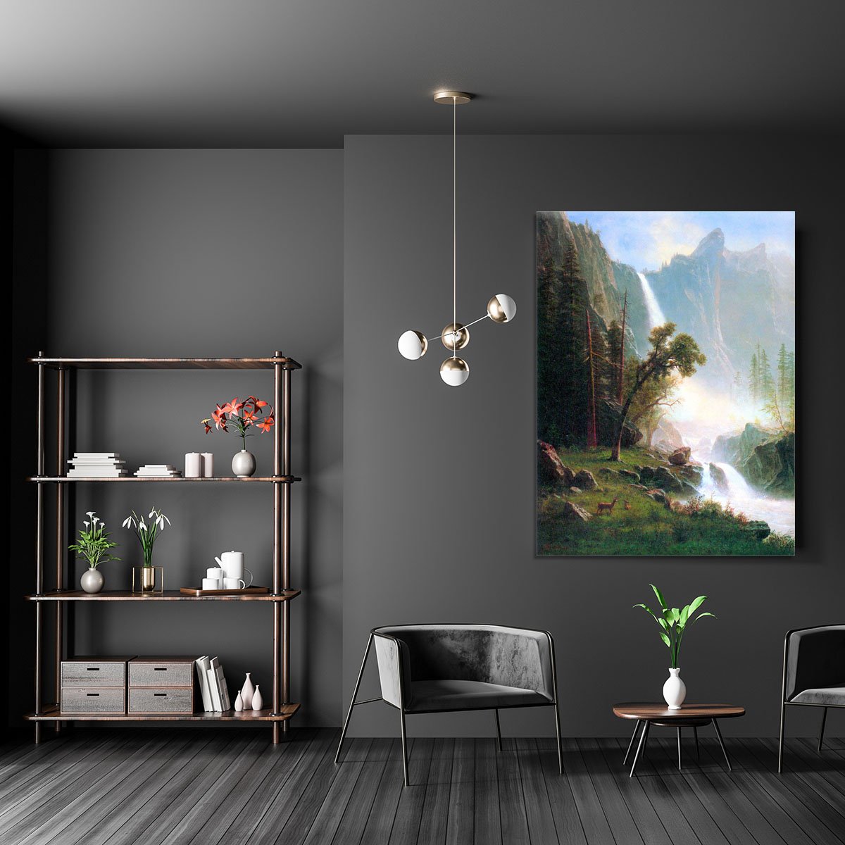 Yosemite Falls by Bierstadt Canvas Print or Poster