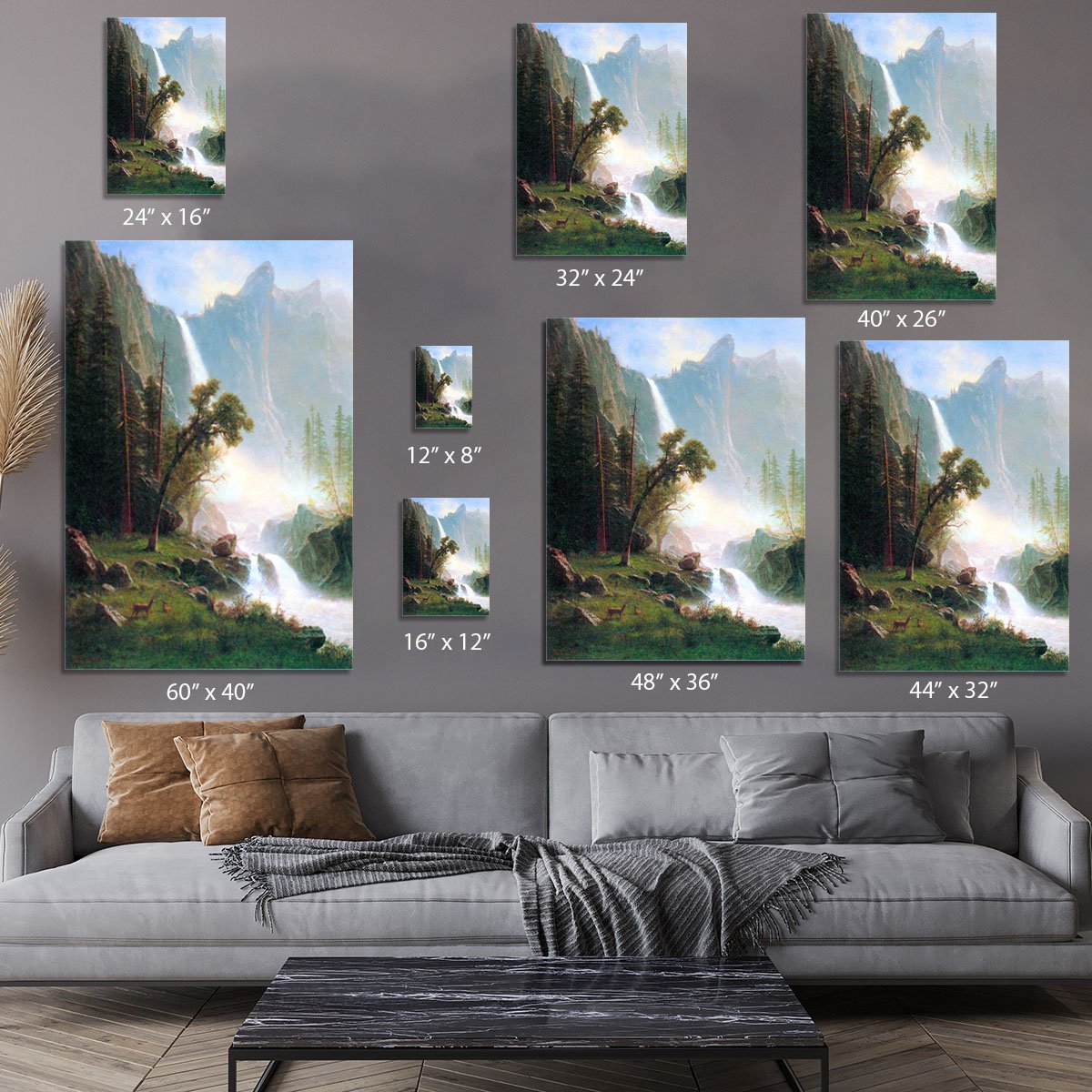 Yosemite Falls by Bierstadt Canvas Print or Poster