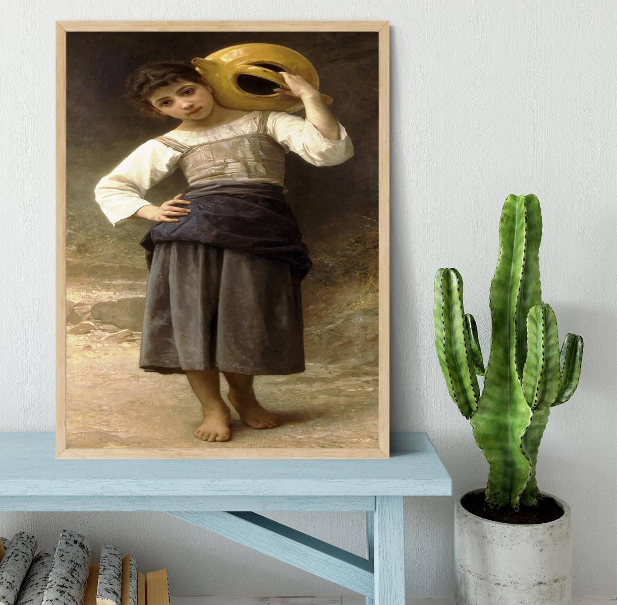 Young Girl Going to the Spring By Bouguereau Framed Print - Canvas Art Rocks - 4