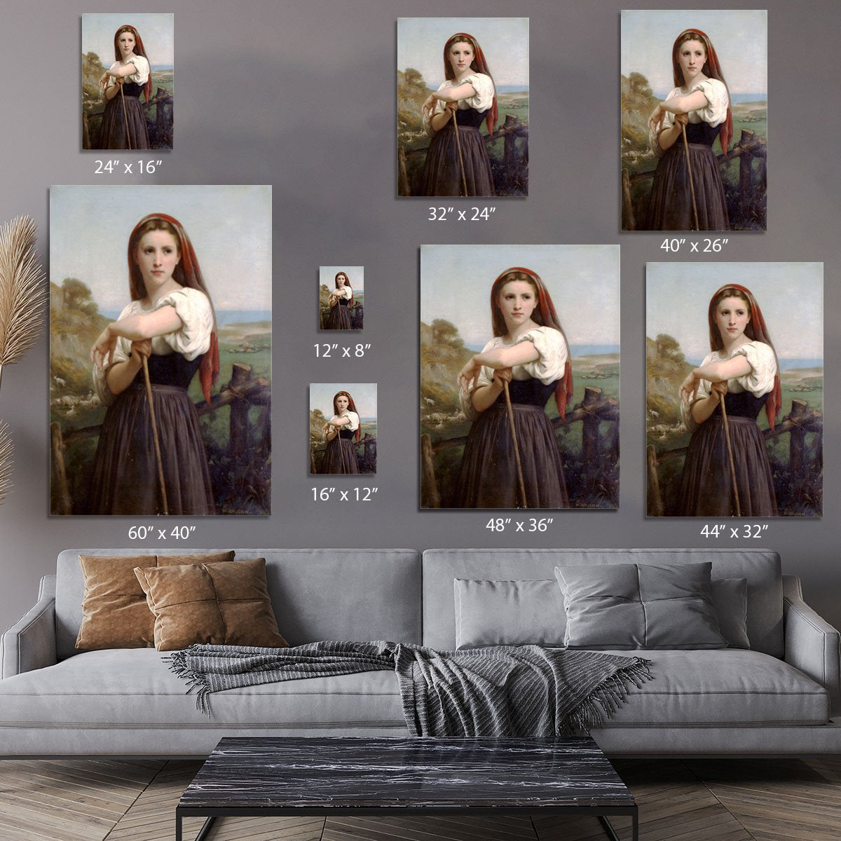 Young Shepherdess By Bouguereau Canvas Print or Poster