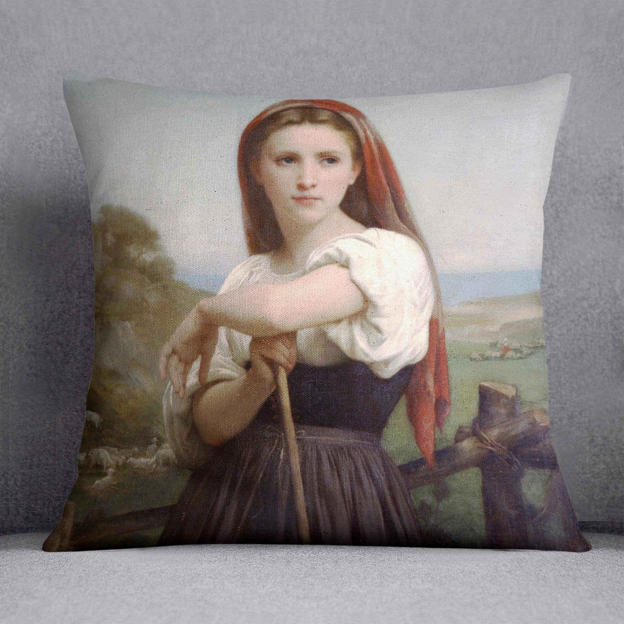 Young Shepherdess By Bouguereau Throw Pillow