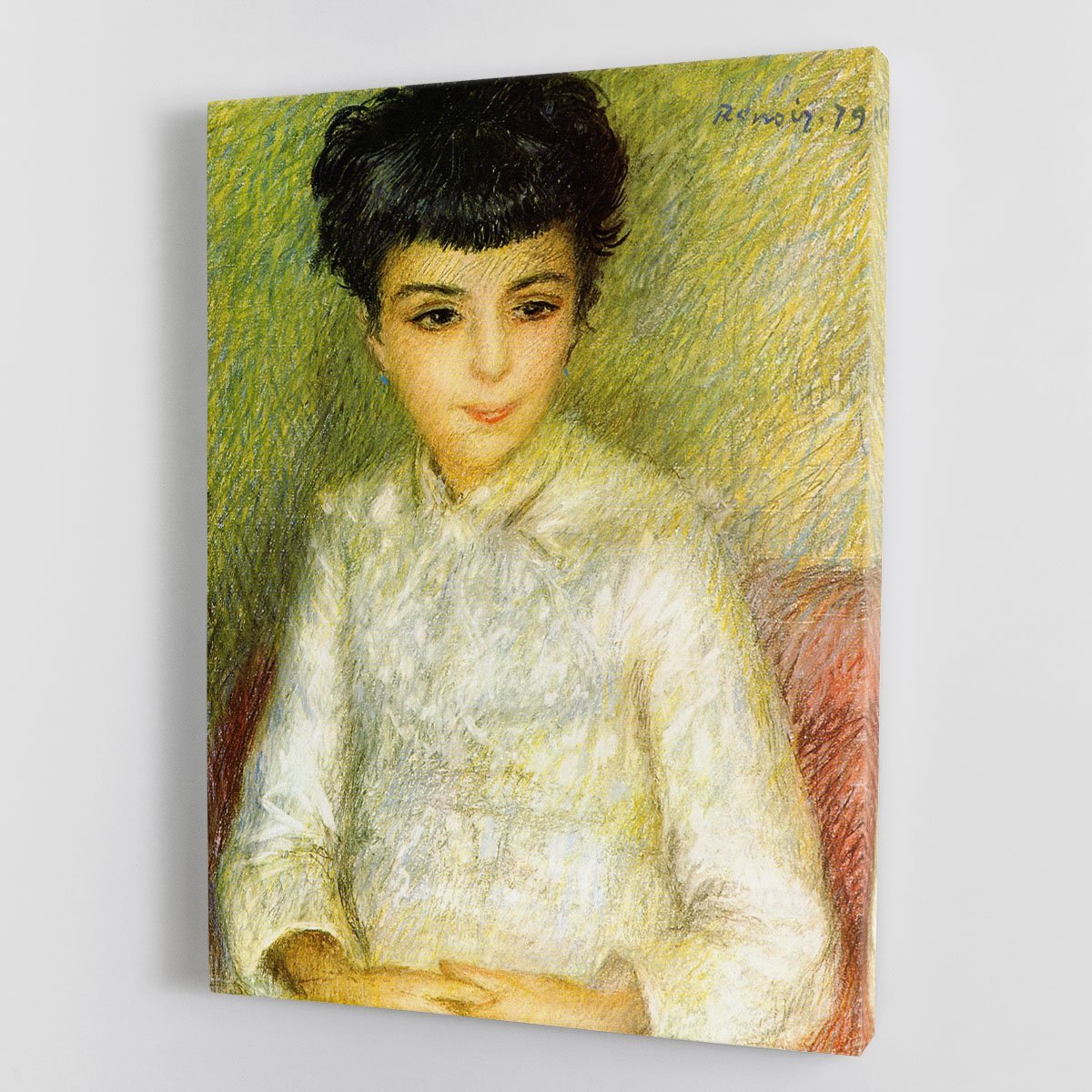 Young girl with brown hair by Renoir Canvas Print or Poster