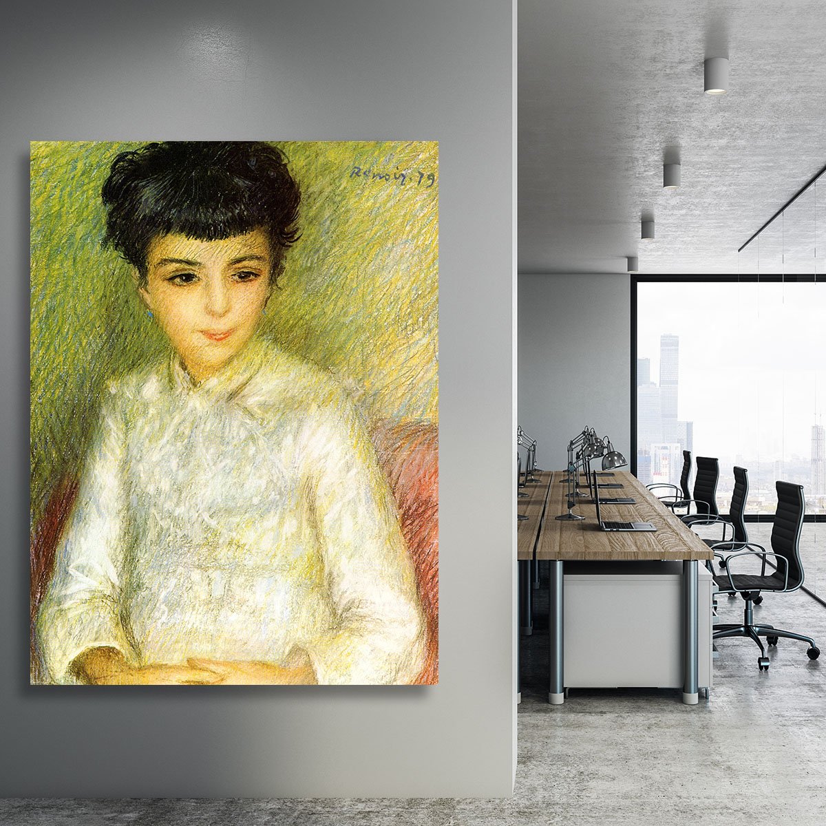 Young girl with brown hair by Renoir Canvas Print or Poster