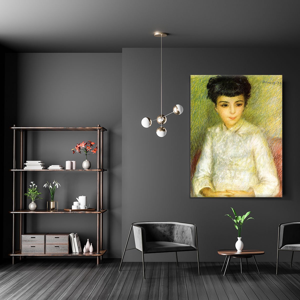 Young girl with brown hair by Renoir Canvas Print or Poster