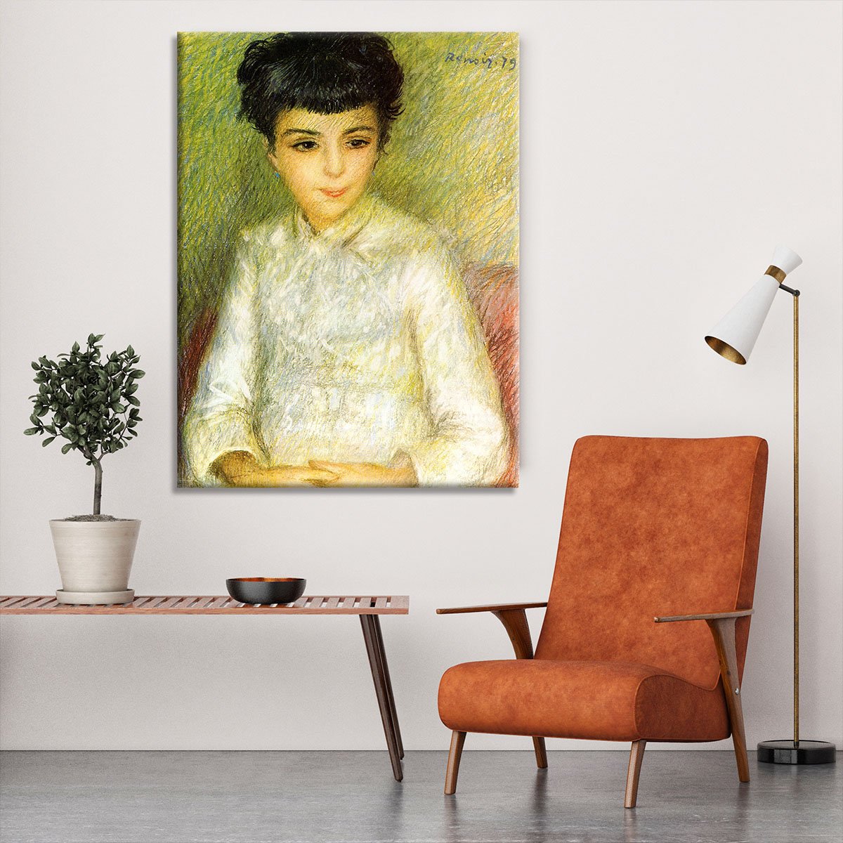 Young girl with brown hair by Renoir Canvas Print or Poster