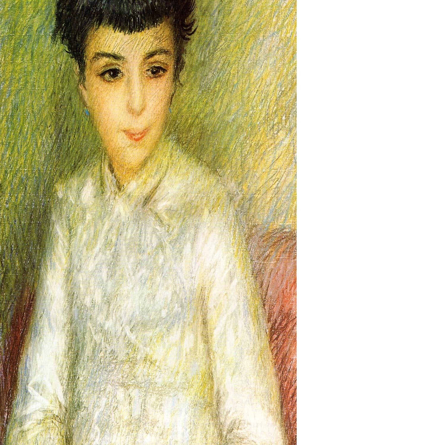 Young girl with brown hair by Renoir Floating Framed Canvas