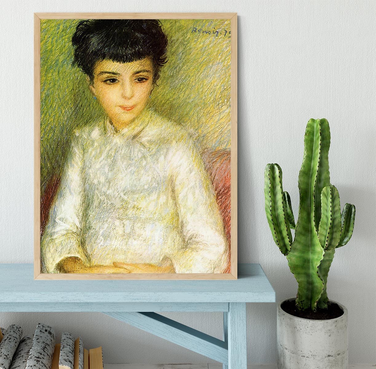 Young girl with brown hair by Renoir Framed Print - Canvas Art Rocks - 4