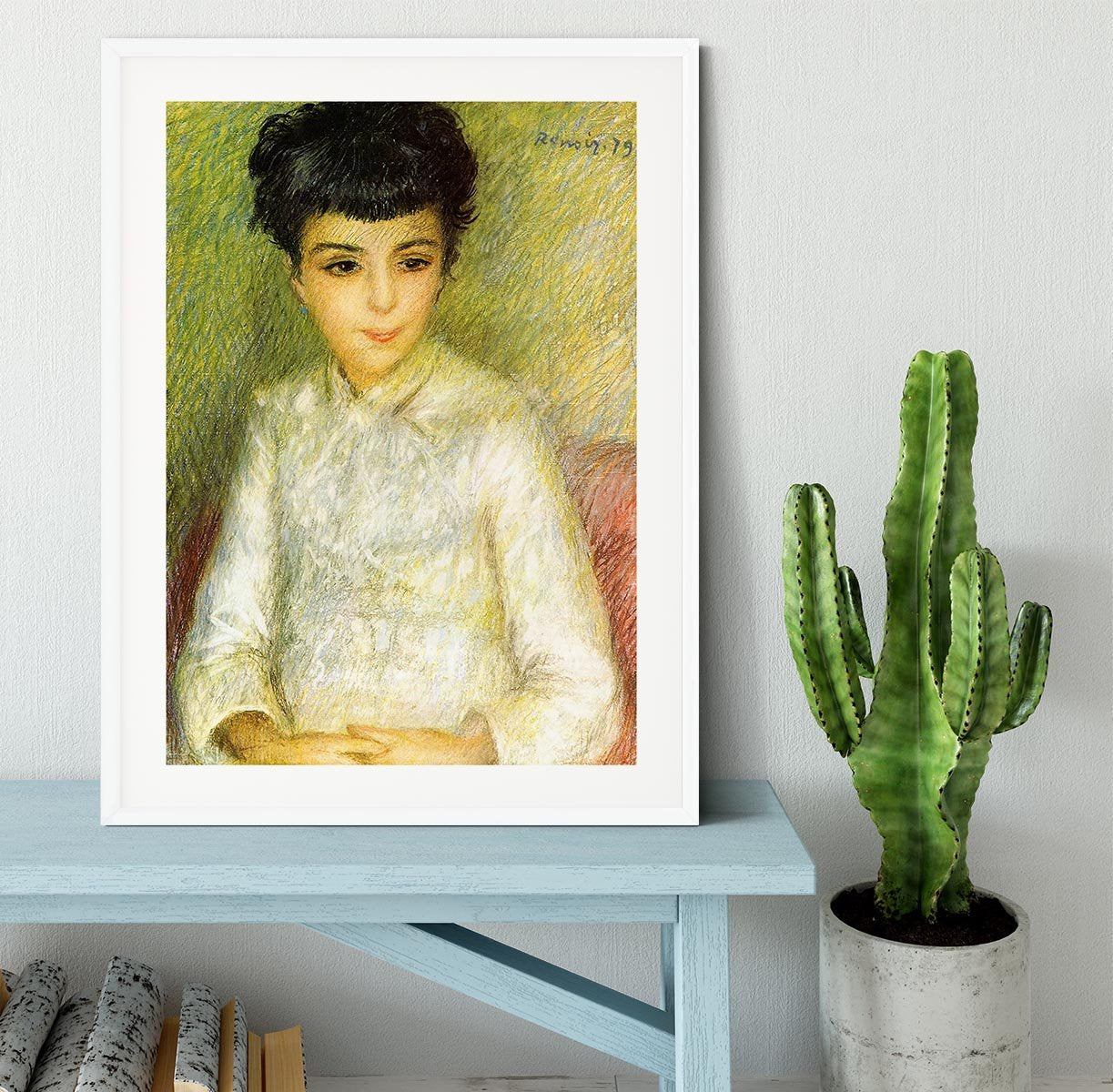 Young girl with brown hair by Renoir Framed Print - Canvas Art Rocks - 5