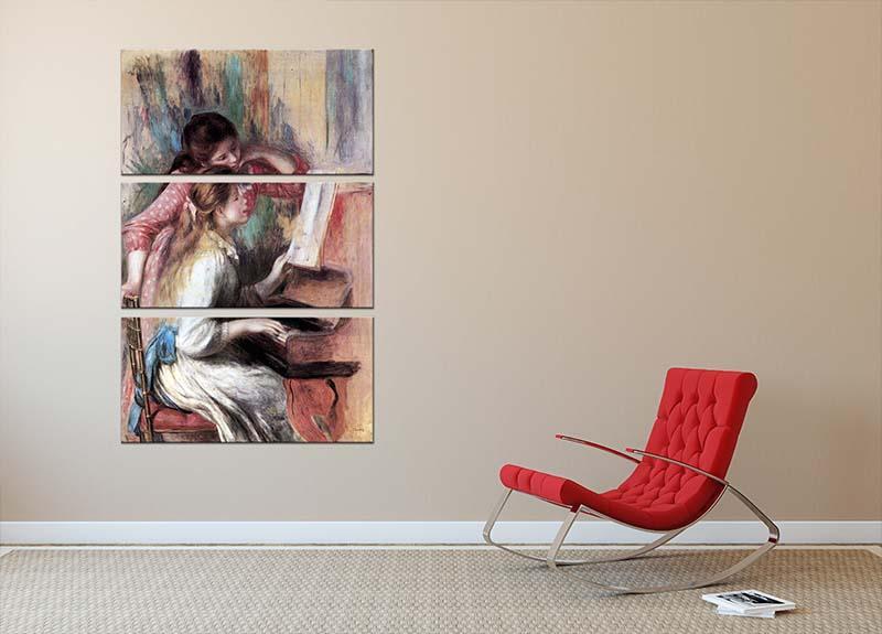 Young girls at the piano 1 by Renoir 3 Split Panel Canvas Print - Canvas Art Rocks - 2