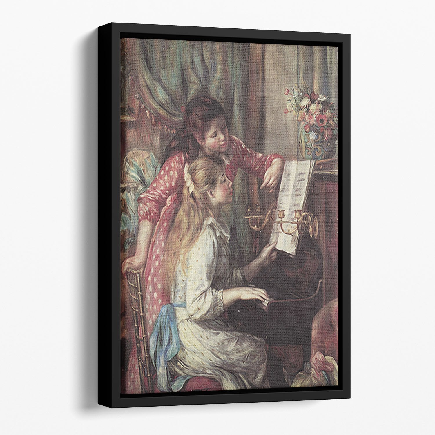 Young girls at the piano 2 by Renoir Floating Framed Canvas