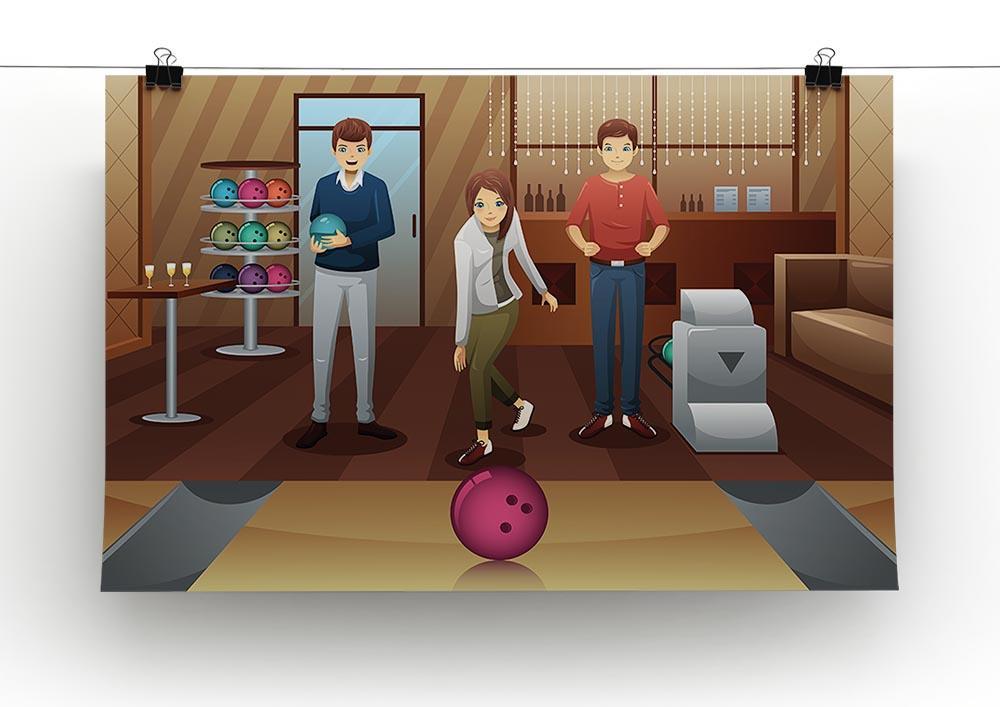 Young people playing bowling together Canvas Print or Poster - Canvas Art Rocks - 2