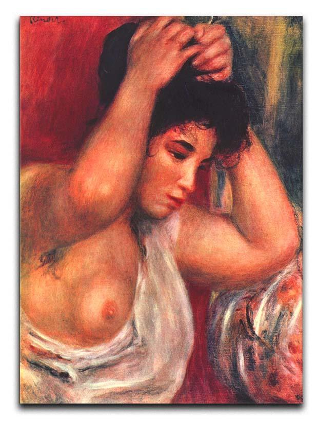 Young woman hairdressing by Renoir Canvas Print or Poster  - Canvas Art Rocks - 1