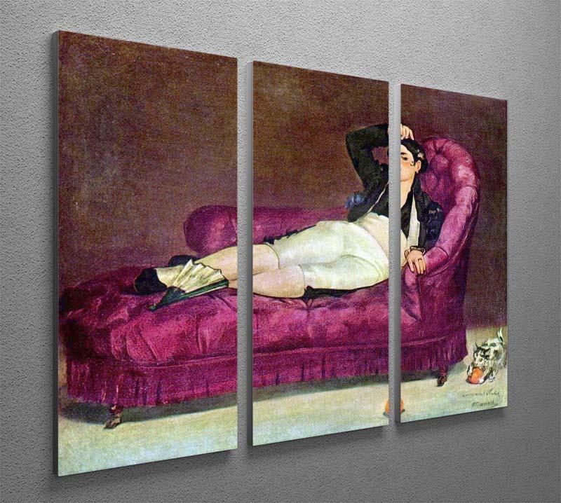 Young woman in Spanish dress by Manet 3 Split Panel Canvas Print - Canvas Art Rocks - 2