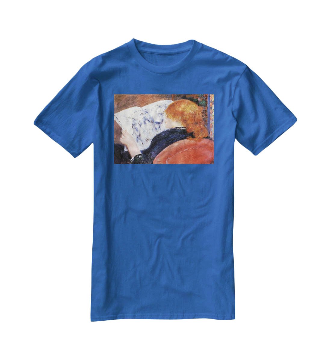 Young woman reads illustrated journal by Renoir T-Shirt - Canvas Art Rocks - 2