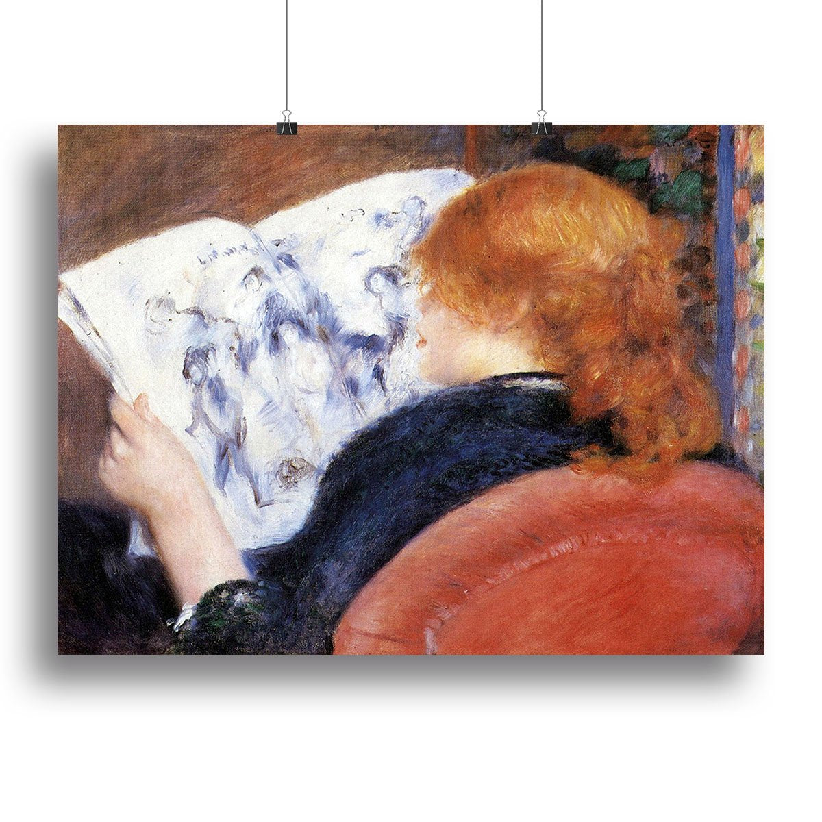 Young woman reads illustrated journal by Renoir Canvas Print or Poster