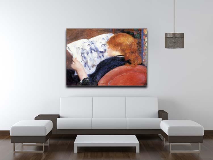 Young woman reads illustrated journal by Renoir Canvas Print or Poster - Canvas Art Rocks - 4