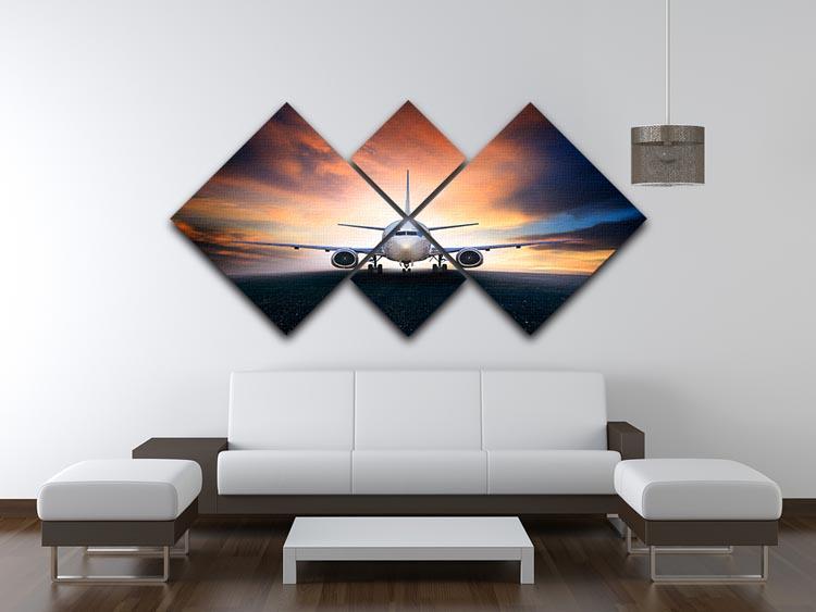 air plane preparing to take off 4 Square Multi Panel Canvas  - Canvas Art Rocks - 3