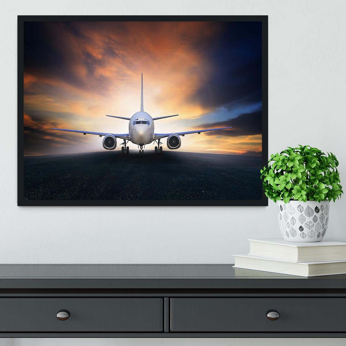 air plane preparing to take off Framed Print - Canvas Art Rocks - 2