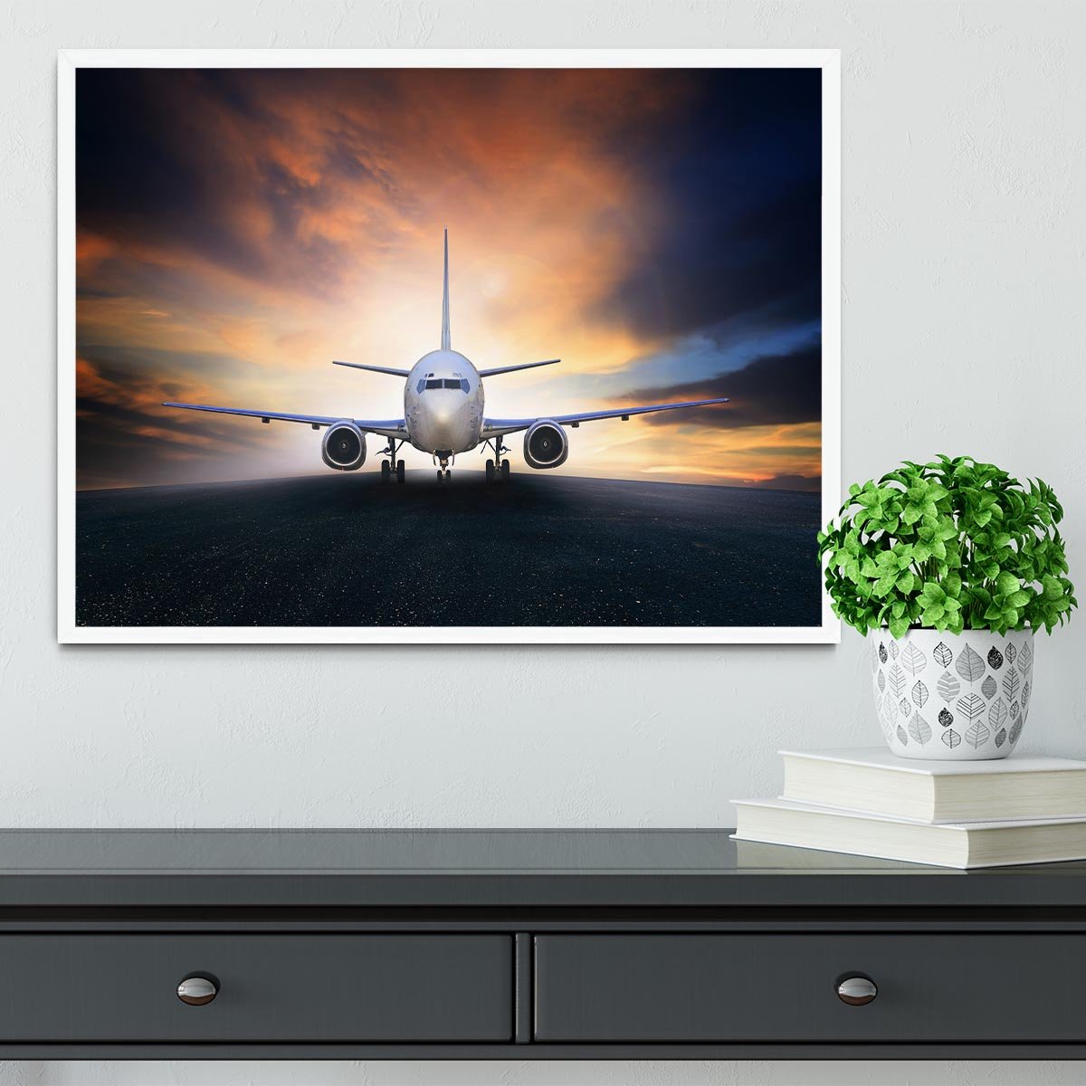 air plane preparing to take off Framed Print - Canvas Art Rocks -6