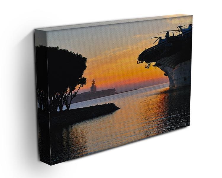 aircraft carrier in harbour in sunset Canvas Print or Poster - Canvas Art Rocks - 3