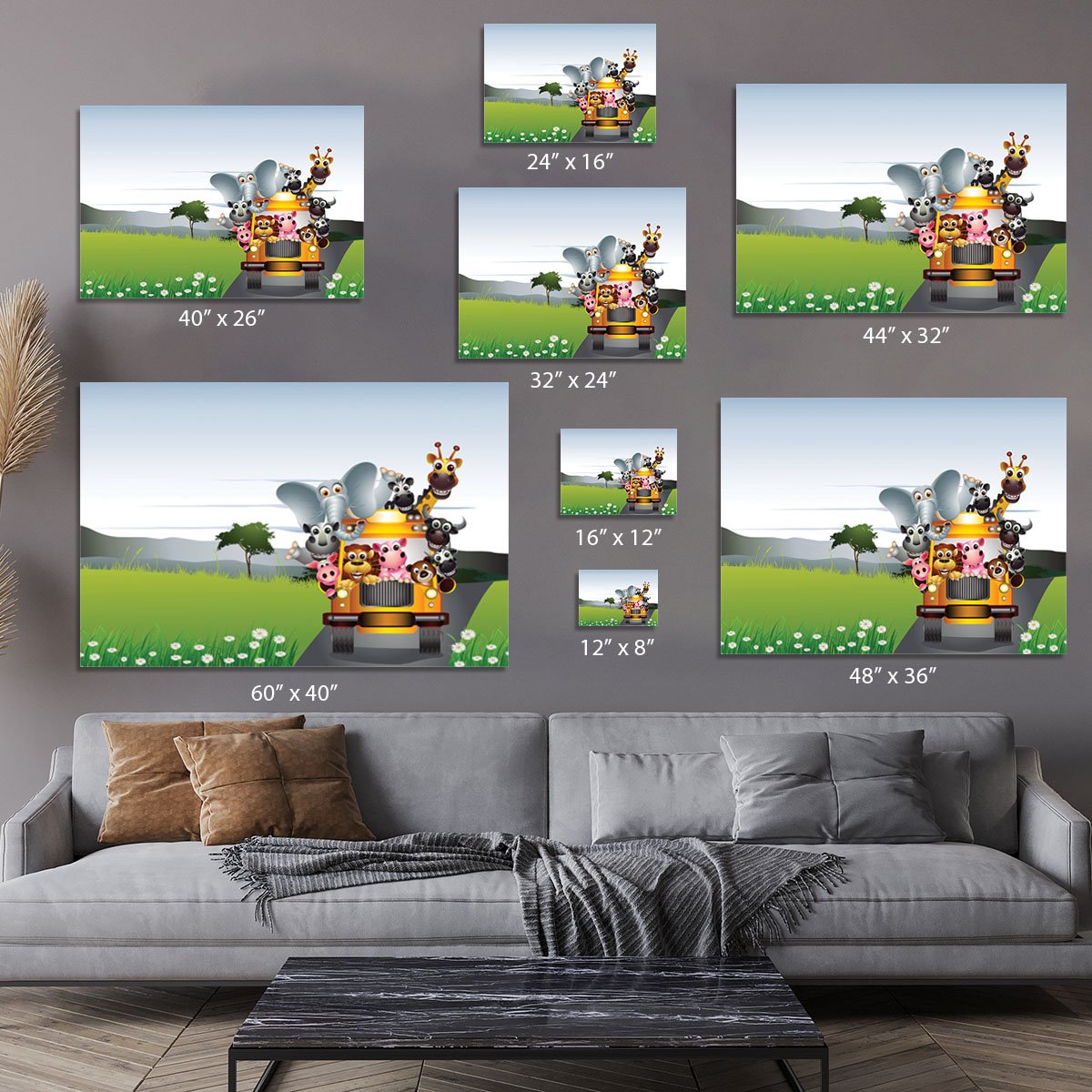 animal on yellow car Canvas Print or Poster