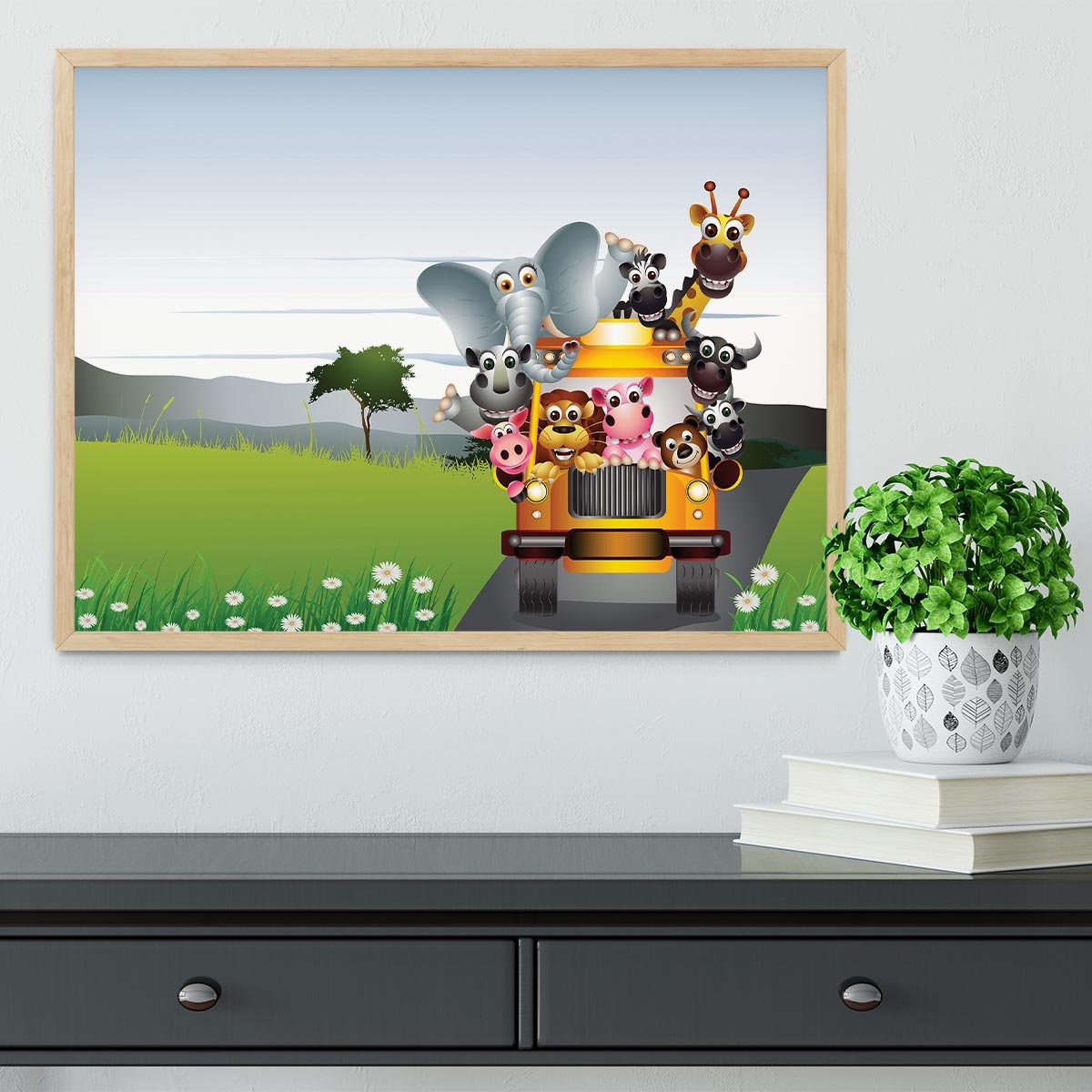 animal on yellow car Framed Print - Canvas Art Rocks - 4
