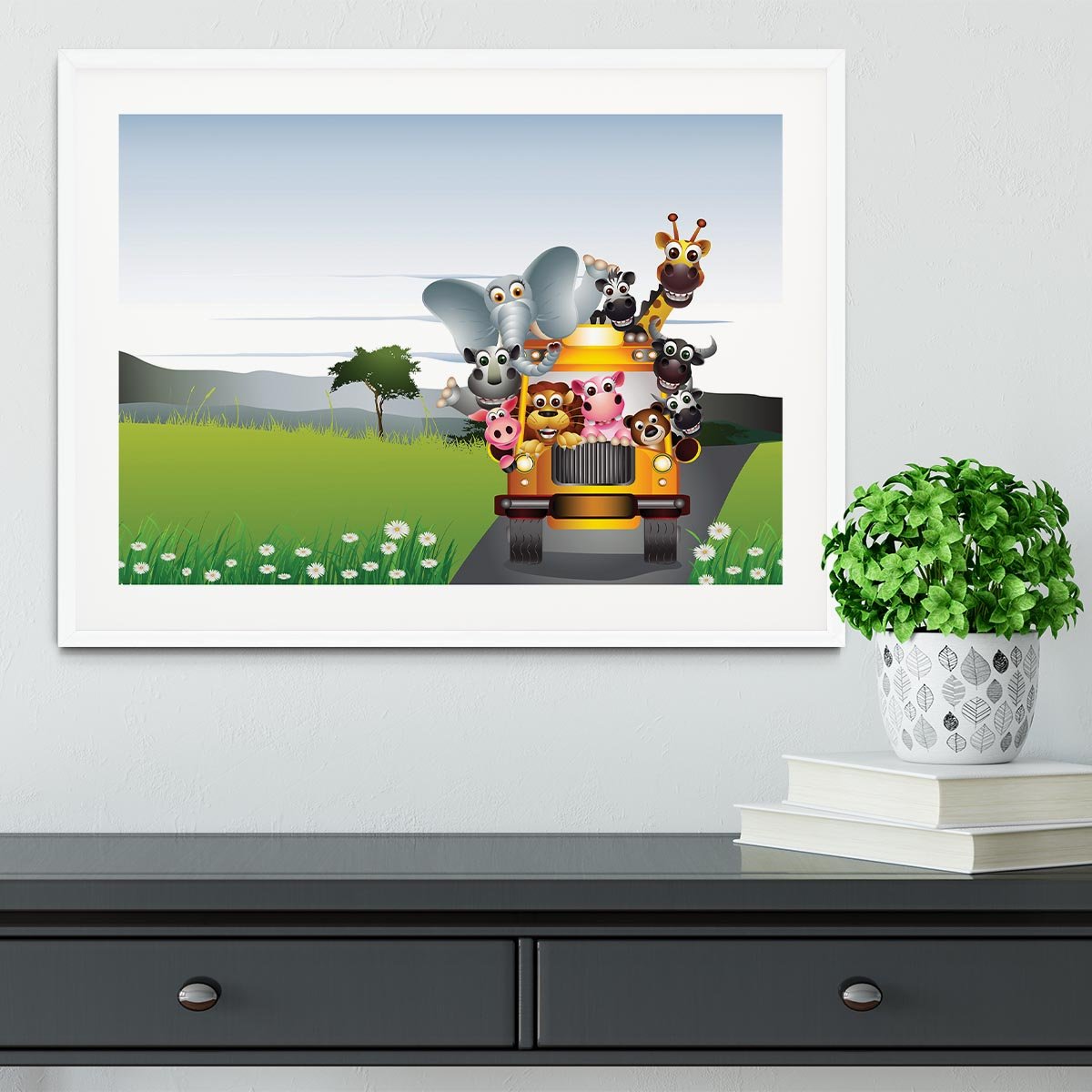 animal on yellow car Framed Print - Canvas Art Rocks - 5