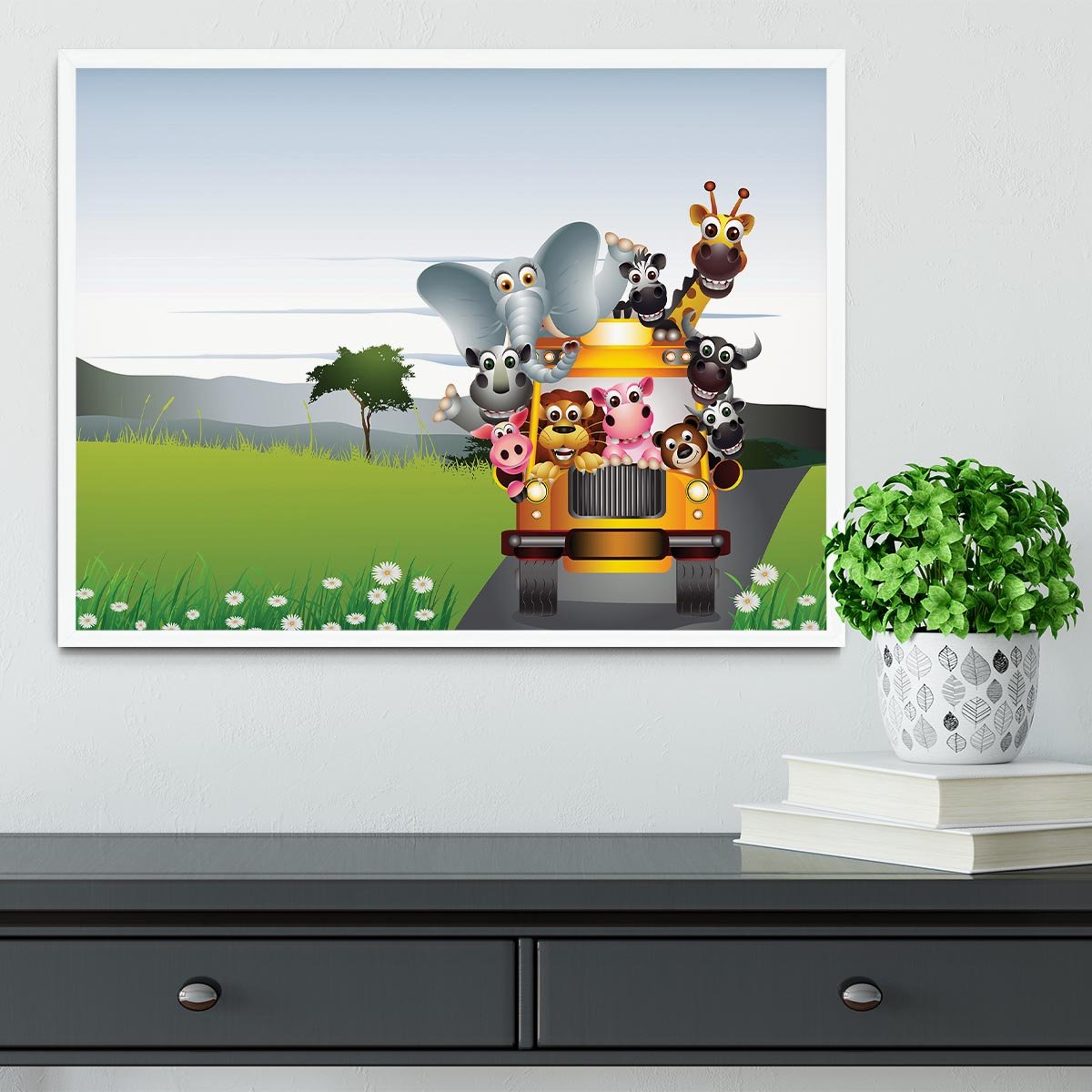 animal on yellow car Framed Print - Canvas Art Rocks -6