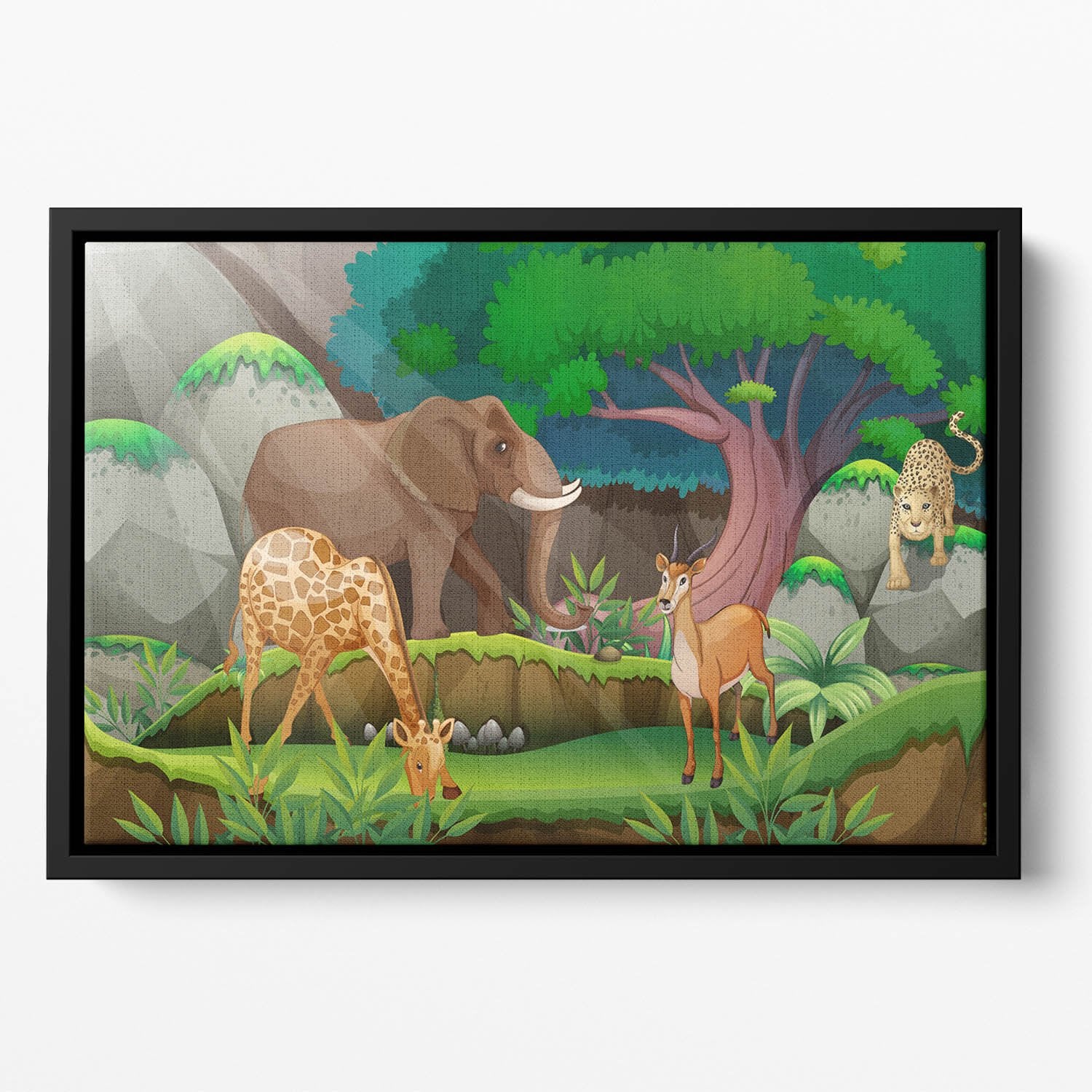 animals in the jungle Floating Framed Canvas