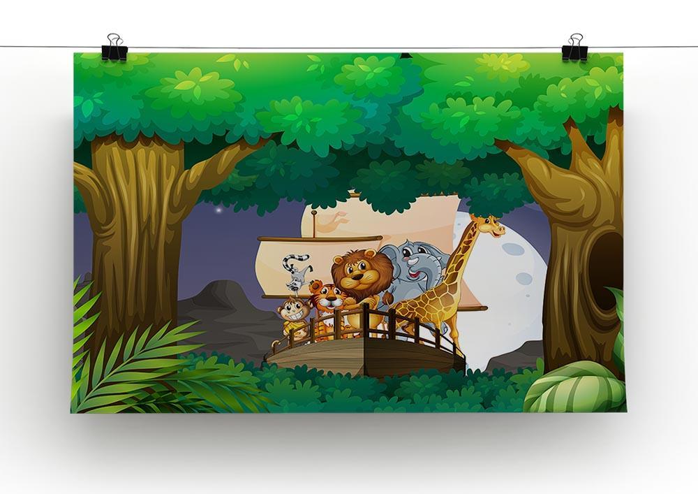 animals on boat in the jungle Canvas Print or Poster - Canvas Art Rocks - 2