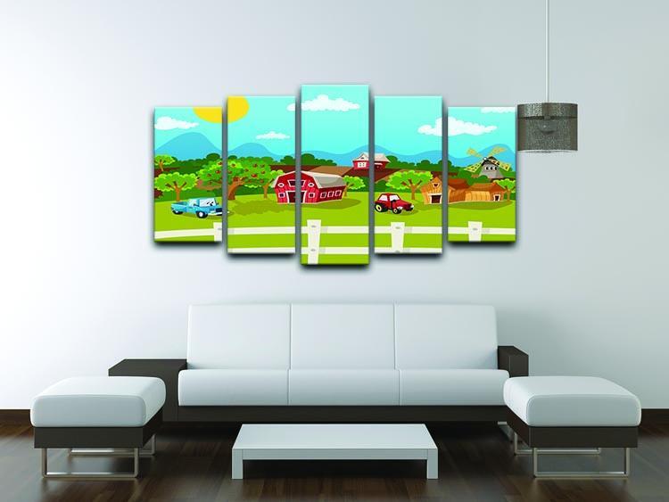 apple garden in rural landscape 5 Split Panel Canvas - Canvas Art Rocks - 3