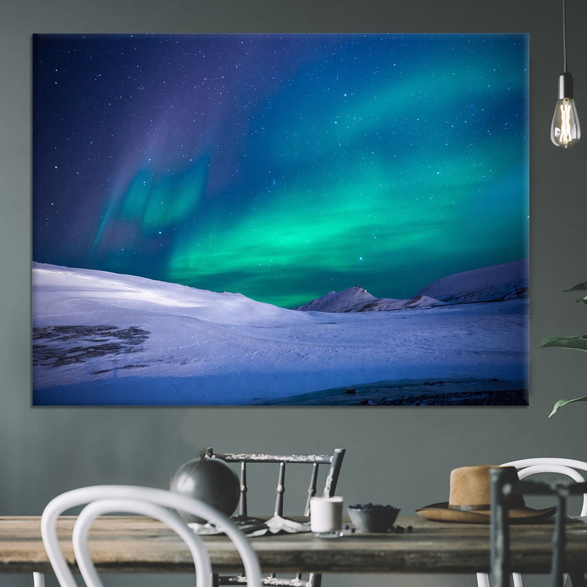 Aurora Snow Scene Canvas Print or Poster