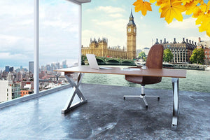 autumn leaves and Big Ben London Wall Mural Wallpaper - Canvas Art Rocks - 3
