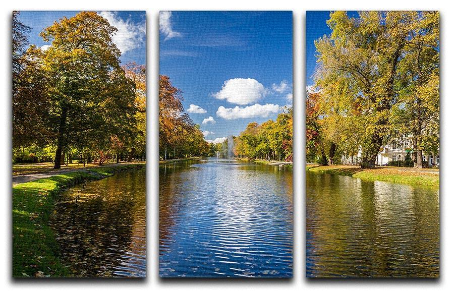 autumn park on the river 3 Split Panel Canvas Print - Canvas Art Rocks - 1